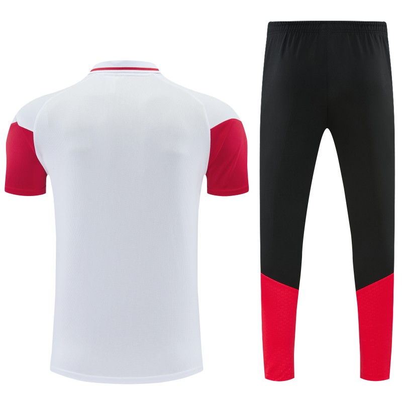 2026 German White & Black Half-Zip Polo Short Sleeve Tracksuit + Long Pants