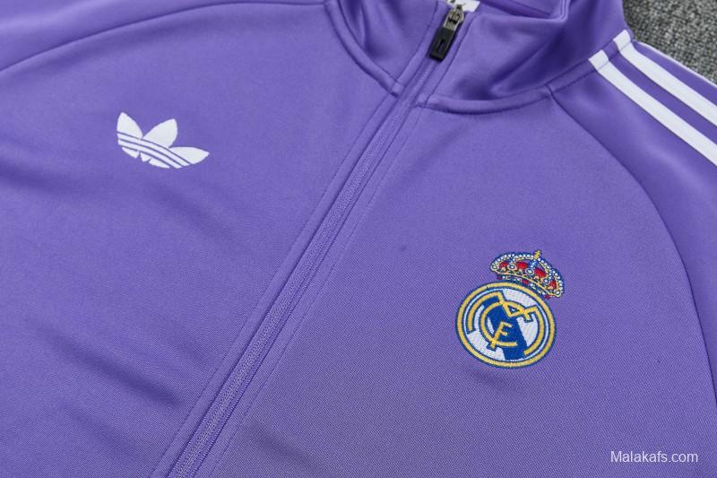 26/27 Real Madrid  Purple Full Zipper Jacket Tracksuit + Long Pants