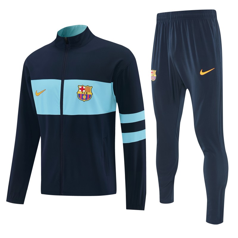 2026 Barcelona Navy Blue  Full Zipper Jacket Tracksuit + Long Pants