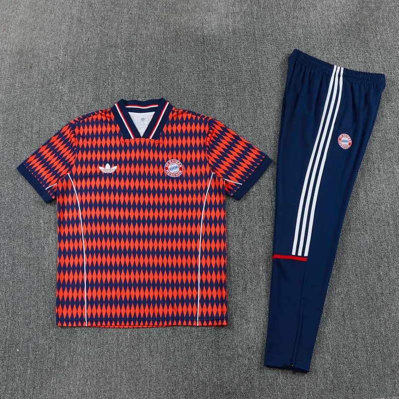 26/27 FC Bayern München Red & Navy Blue  Short Sleeve Tracksuit + Long Pants