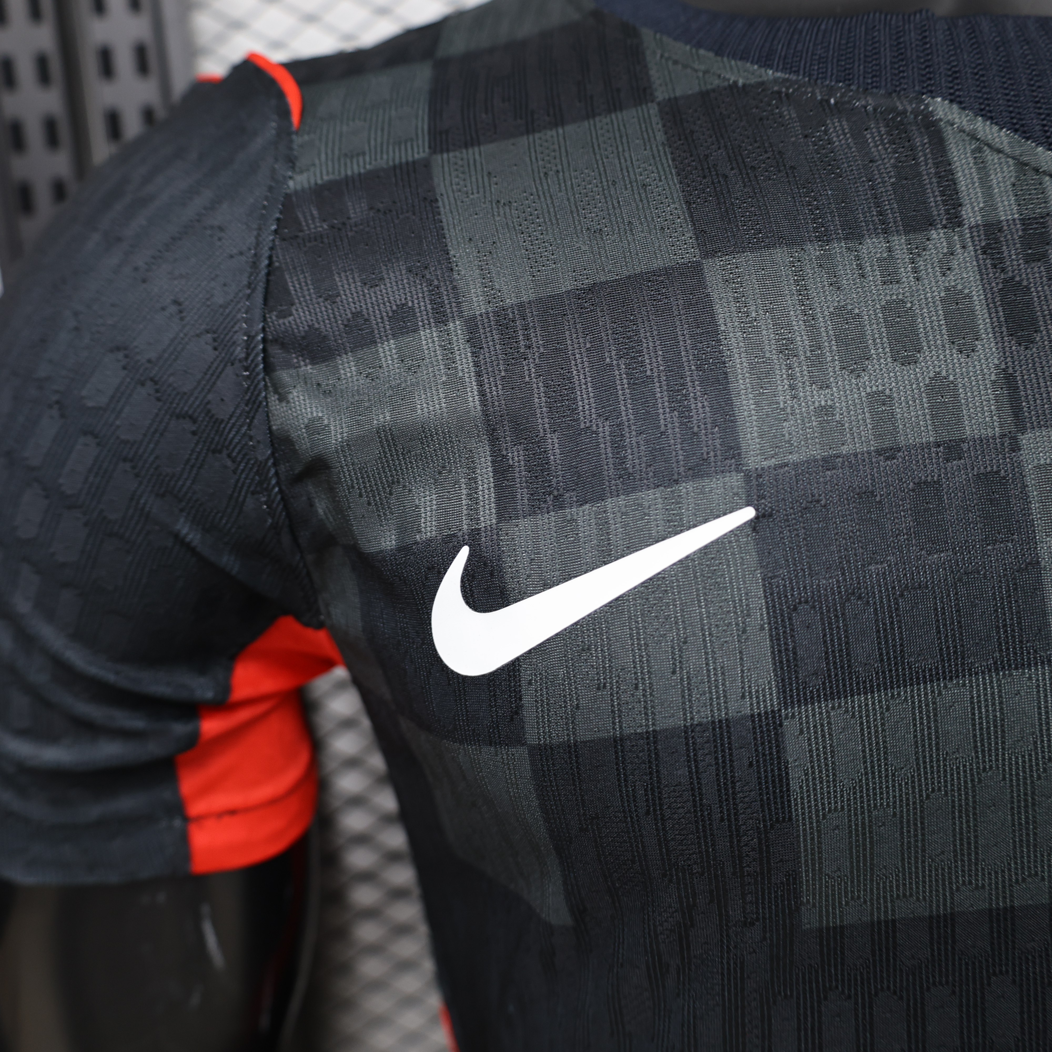Player Version 2026 Croatia Dark Black with Dark Checkered Pattern Jersey
