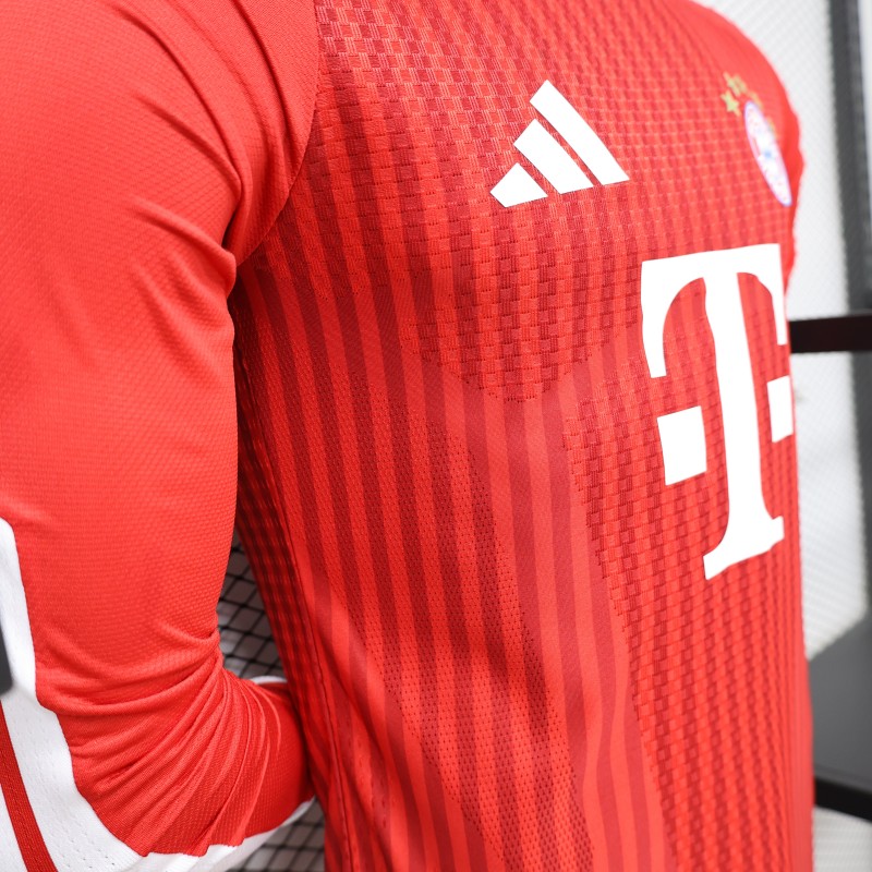 Player Version 26/27 FC Bayern Munich Red-on-Red Diagonal Stripe  Long Sleeve Jersey