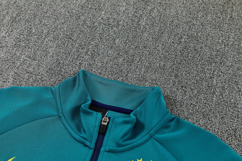 26/27 Brazil Teal&Navy Blue Full Zipper Jacket Tracksuit + Long Pants