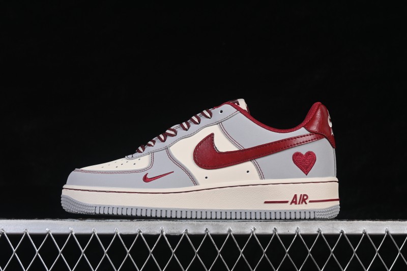 Nike Air Force 1 '07 Low Valentine's Day Limited Edition Smoke Grey with Red Accents Low-Top Casual Skateboarding Shoes - NH0601-540