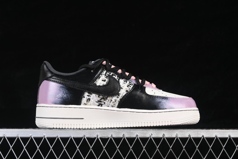 Nike Air Force 1 '07 Low Hand-Painted Graffiti Sneakers with Midnight Starburst Design - FJ7740-170