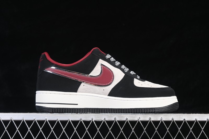 Nike Air Force 1 '07 Low Black and Red Two-Tone Casual Sneakers with Full-Length Air Cushion - SY1388-029