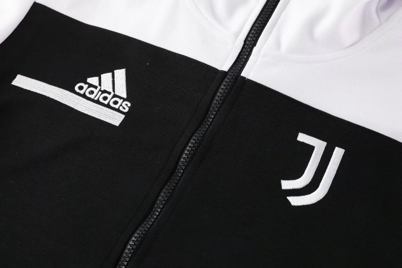 26/27 Juventus  Black/White Full Zipper Hooded Jacket Tracksuit + Long Pants