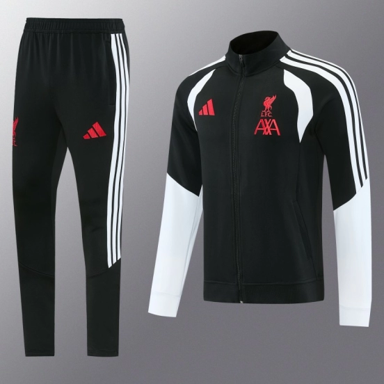 26/27  Liverpool FC  Black Full Zipper Jacket Tracksuit + Long Pants