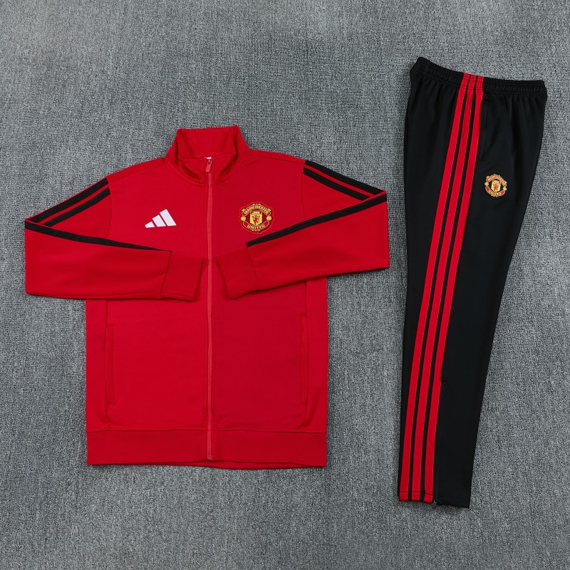26/27 Manchester United Red Full Zipper Jacket Tracksuit + Long Pants
