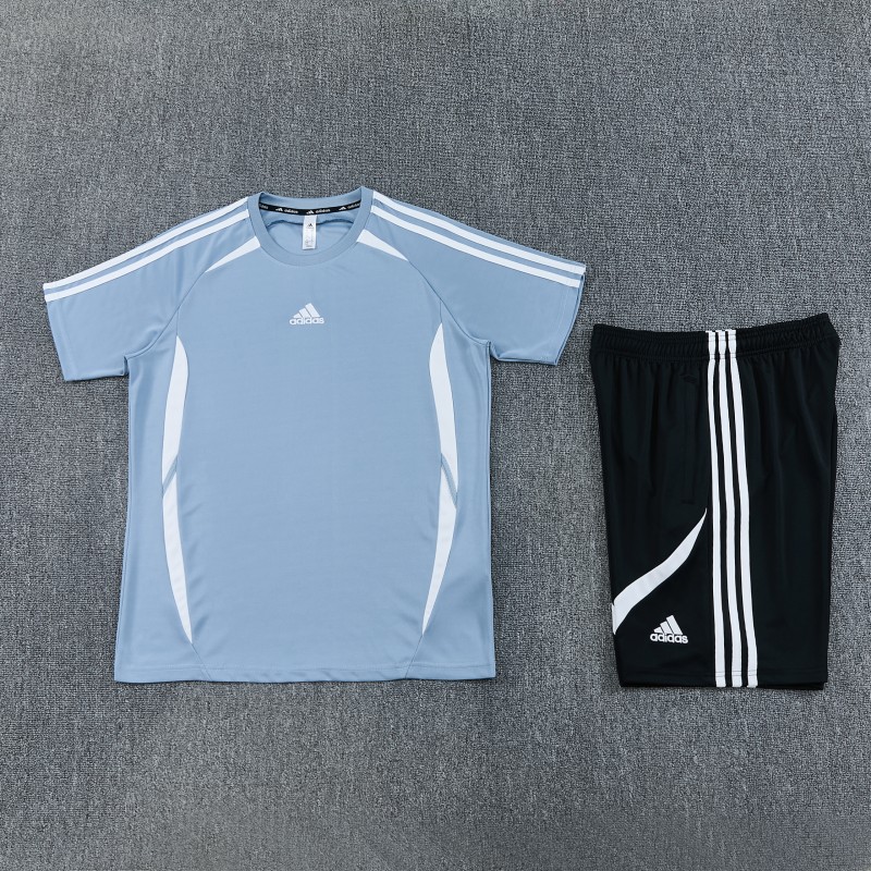 26/27 Adidas 16 Blue Grey Short Sleeve+Soccer Shorts