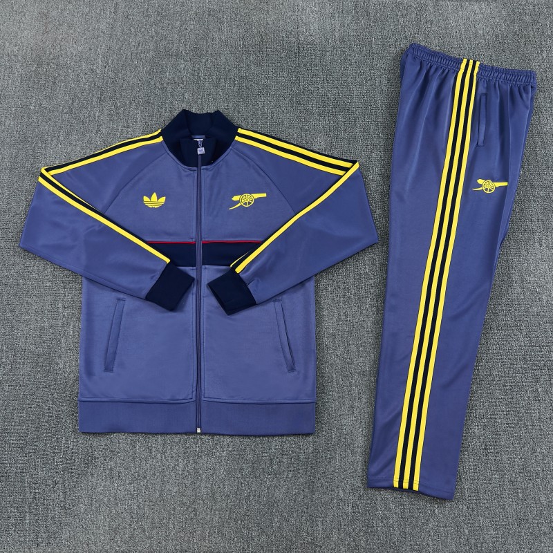 26/27  Arsenal FC Blue Grey Full Zipper Jacket Tracksuit + Long Pants