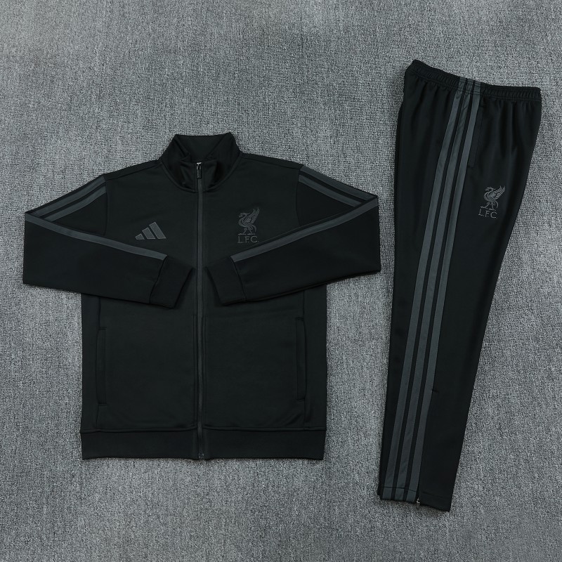26/27 Liverpool  Black Full Zipper Jacket Tracksuit + Long Pants