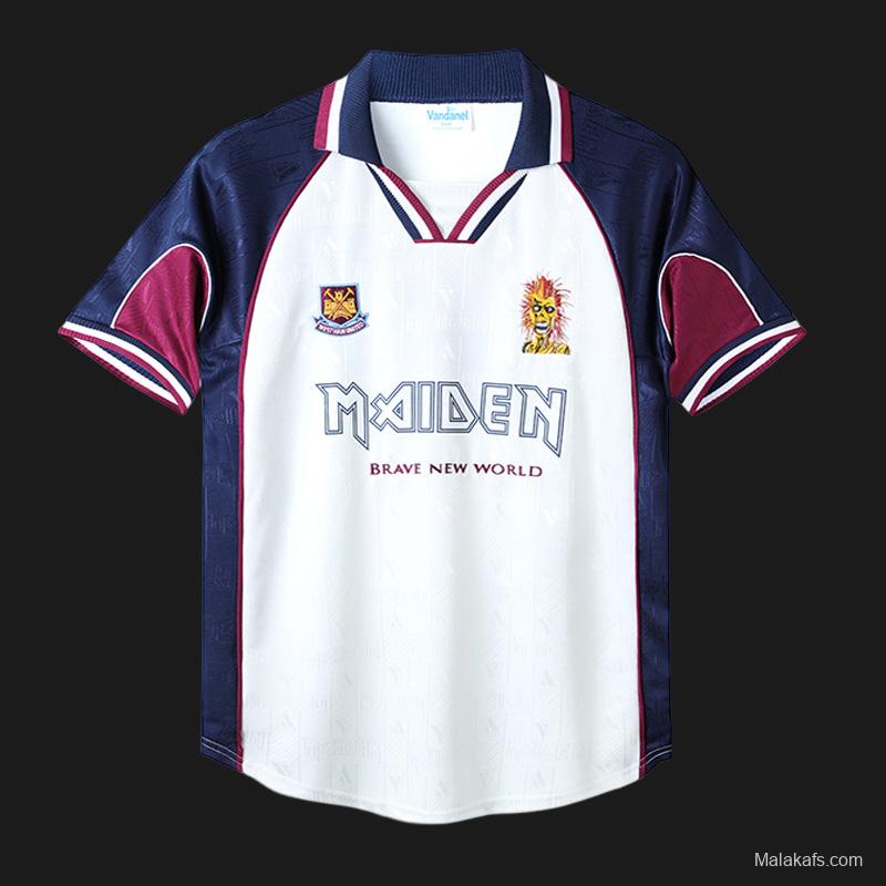 Retro 99/01 West Ham X Iron Maiden Away White Jersey