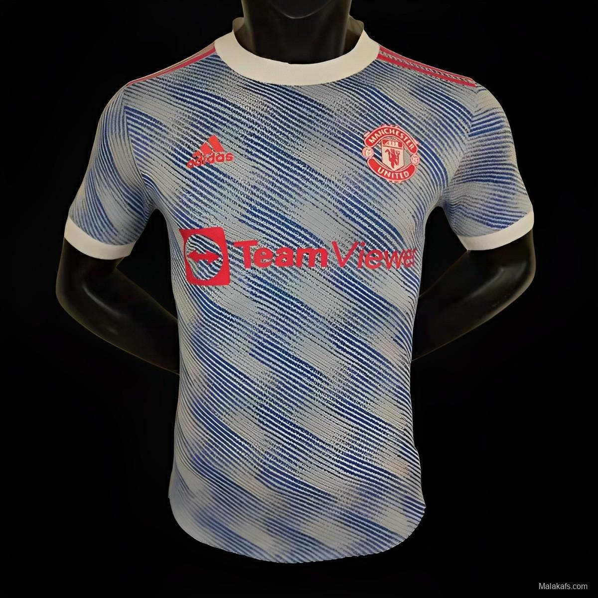 Player Version 21/22 Retro Manchester United Away Sky blue Jersey