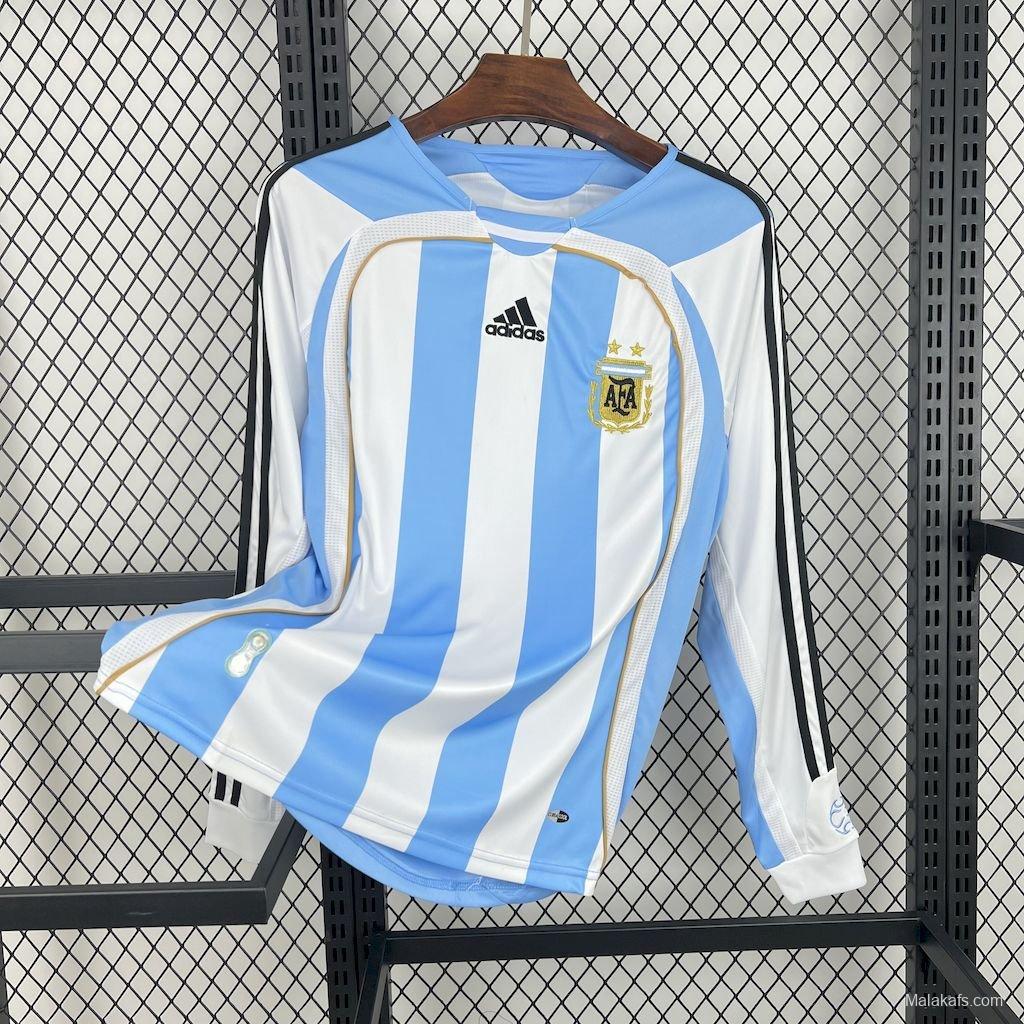 Retro 2006 Argentina Home Long SLeeve Jersey