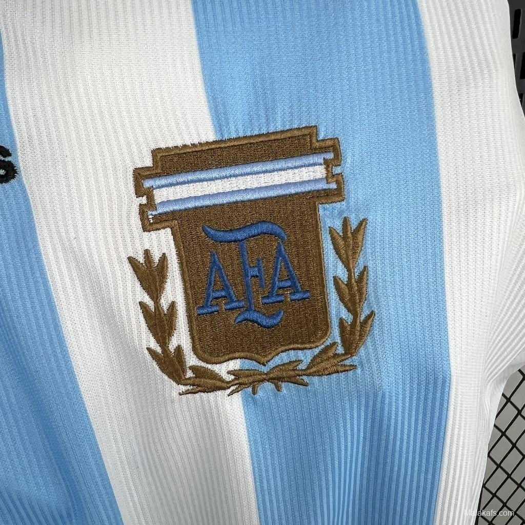 Retro Argentina 1998 Long Sleeve Home Jersey