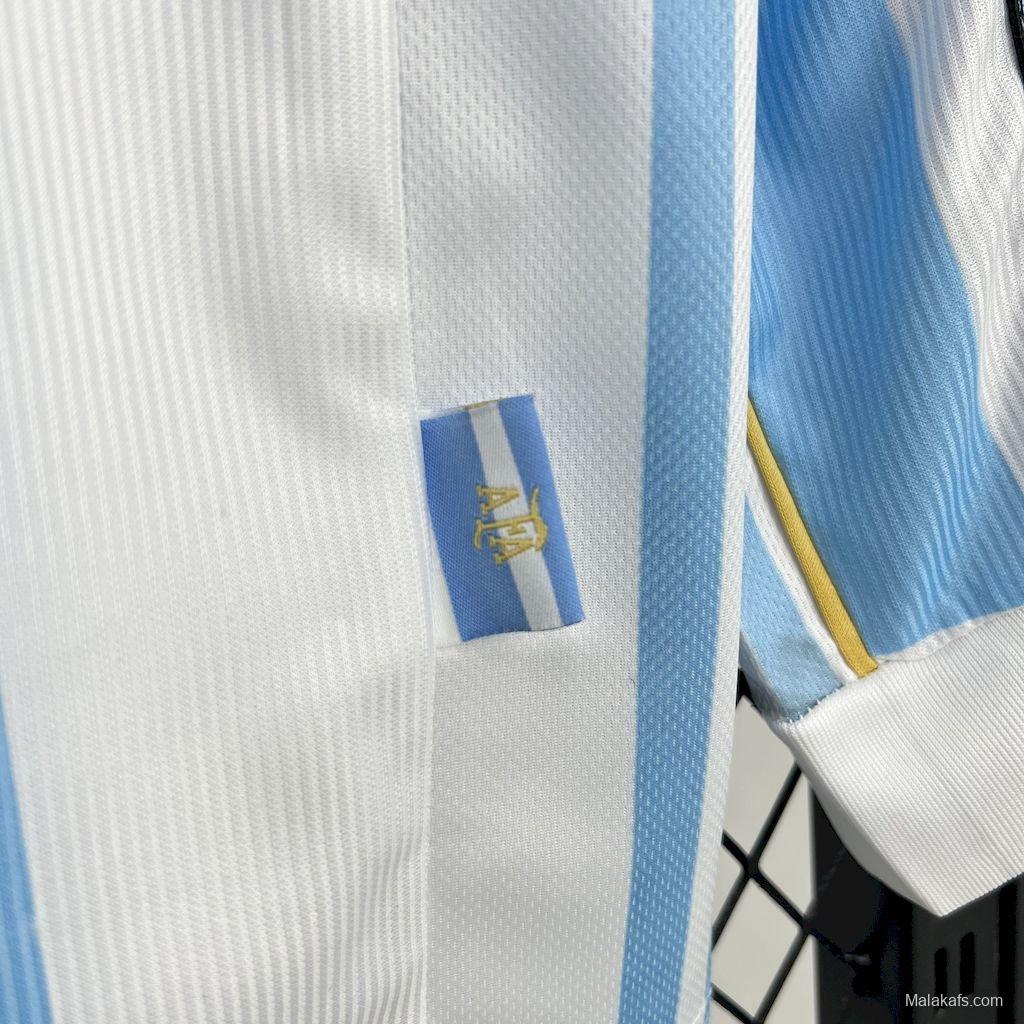 Retro Argentina 1998 Long Sleeve Home Jersey