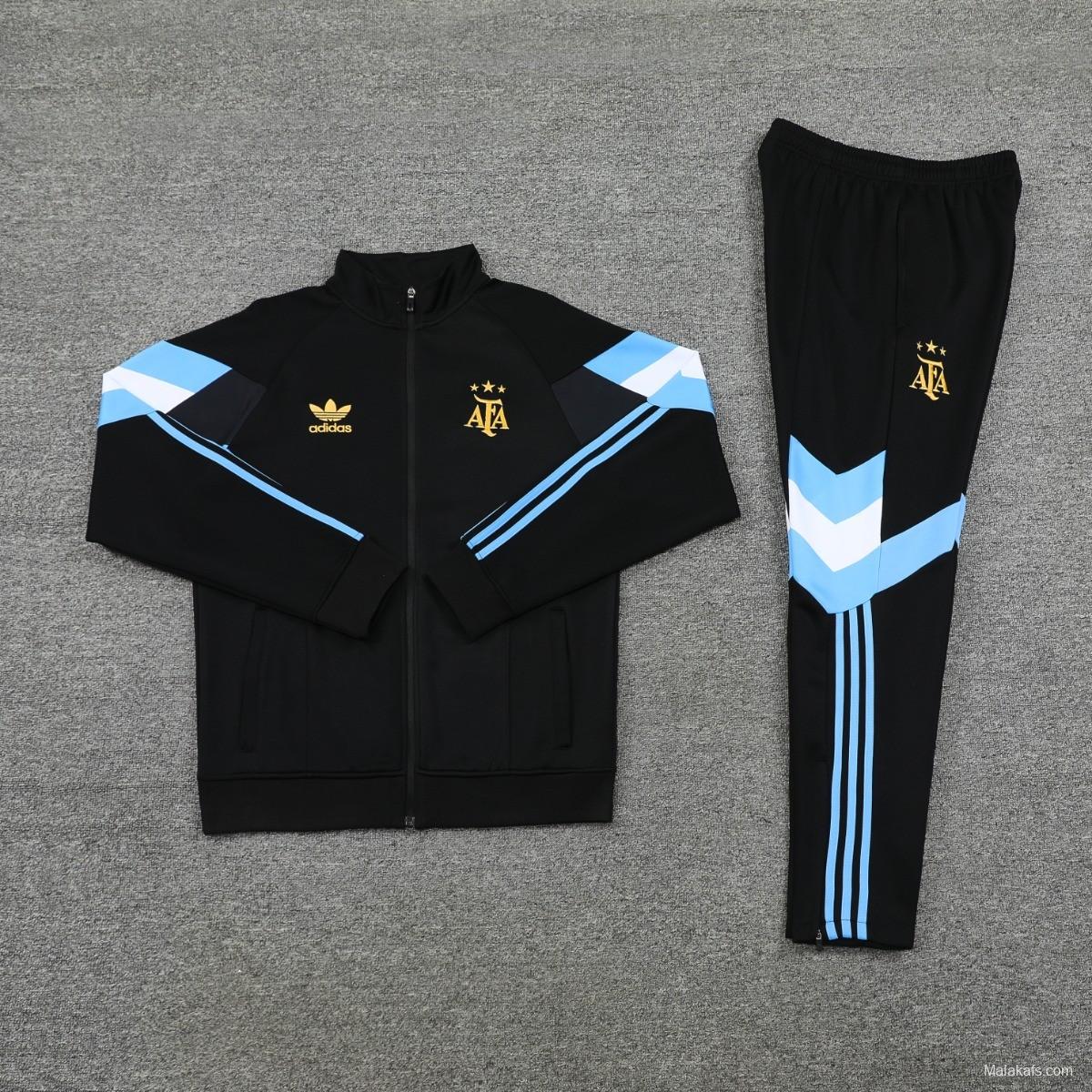 24/25 Argentina Black Full Zipper Jacket +Long Pants