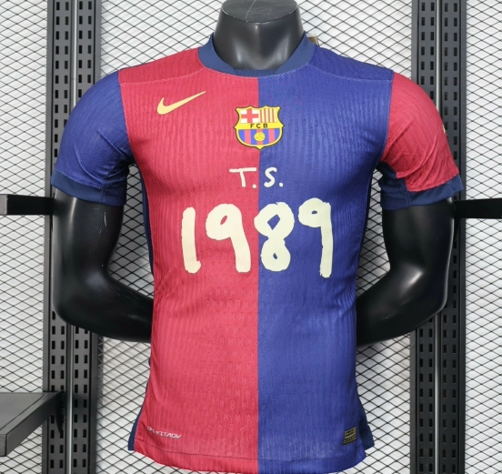 Player Version 25/26 FC Barcelona Home  with Pink "T.S. 1989" Jersey