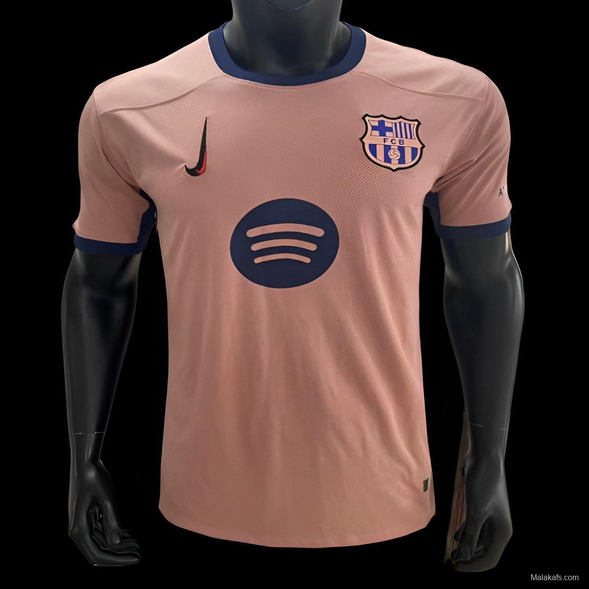 25/26 FC Barcelona Pink with Navy Trim Jersey