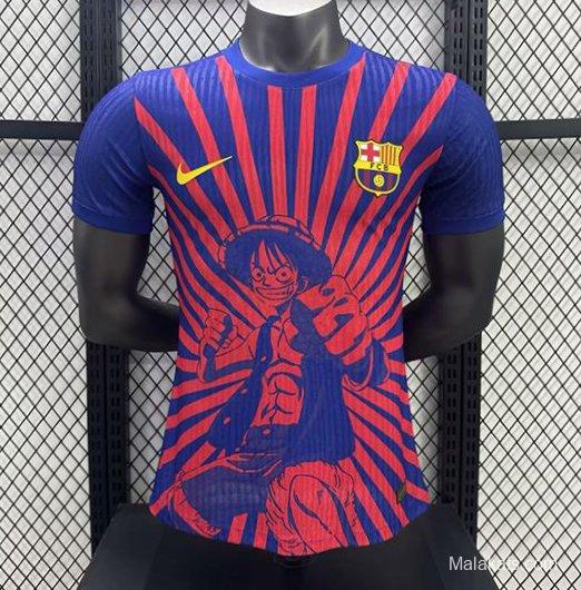 Player Version 25/26 Barcelona Blue with Anime Character Sunburst Pattern Jersey