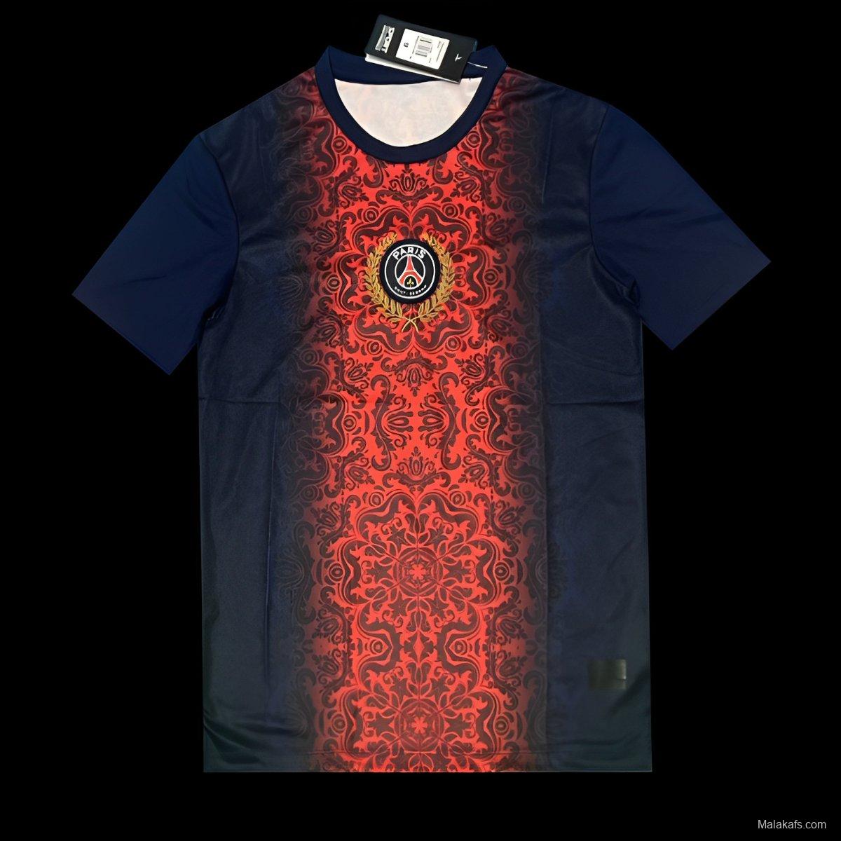 25/26 Paris Saint-Germain Navy with Red Ornate Pattern Jersey
