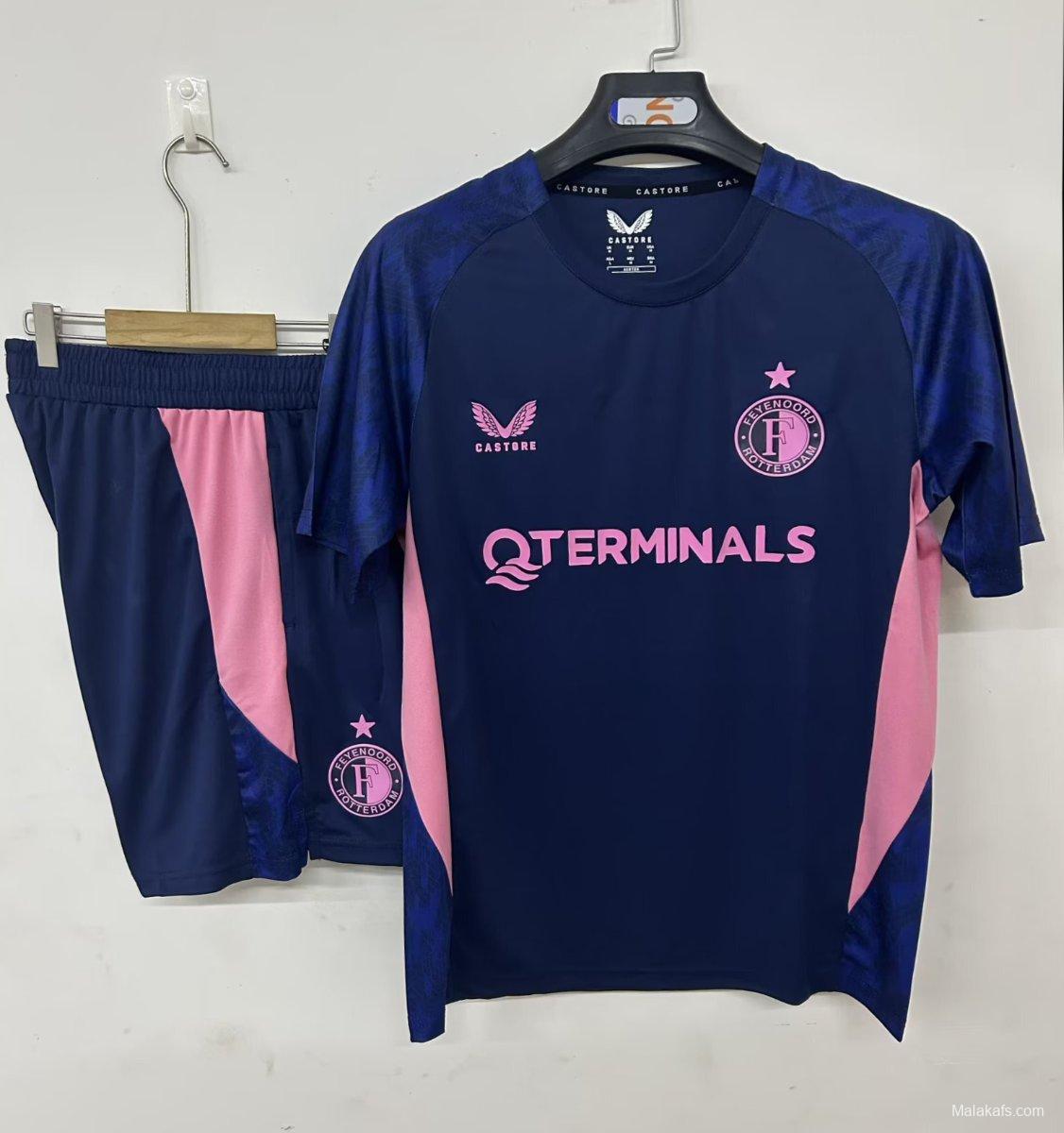 25/26 Feyenoord Rotterdam Pre-Match Jersey Royal Blue+ Shorts