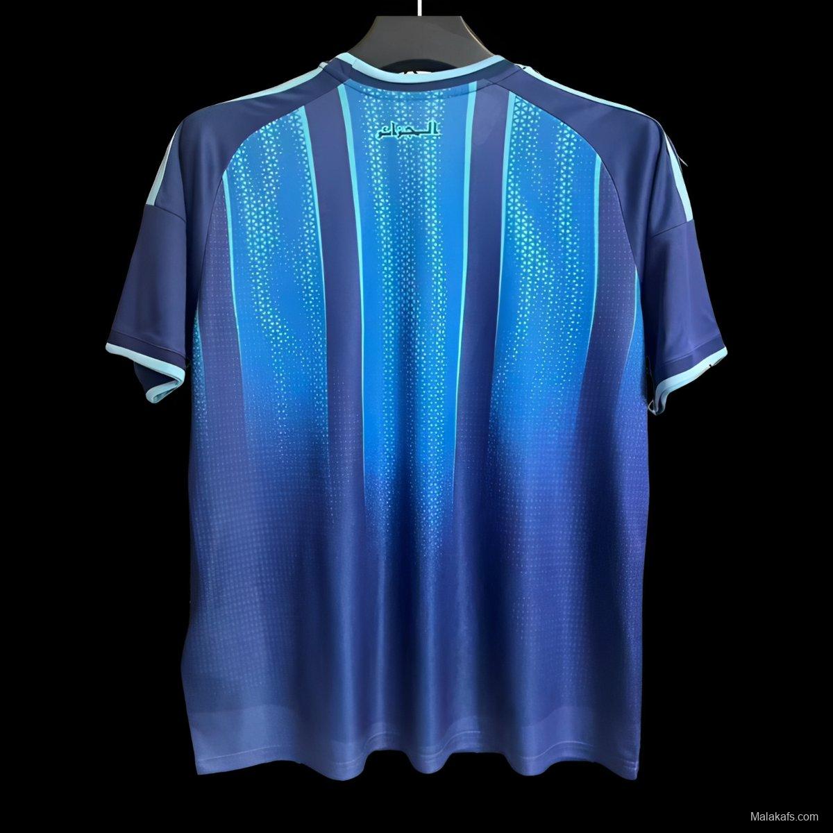 2026 Algeria Blue with Gradient Pattern Pre-Match Jersey