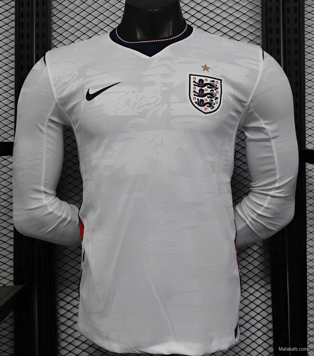 25/26 Player Version  England Home Long Sleeve Jersey