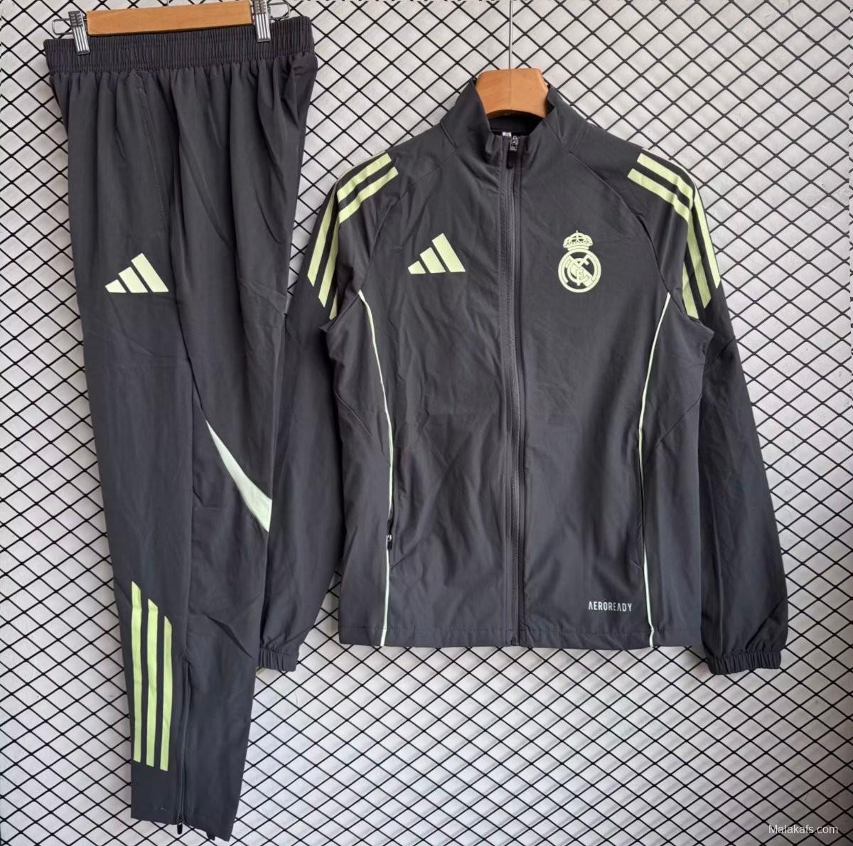 25/26 Real Madrid Dark Grey Full zipper Jacket Tracksuit+ long pants