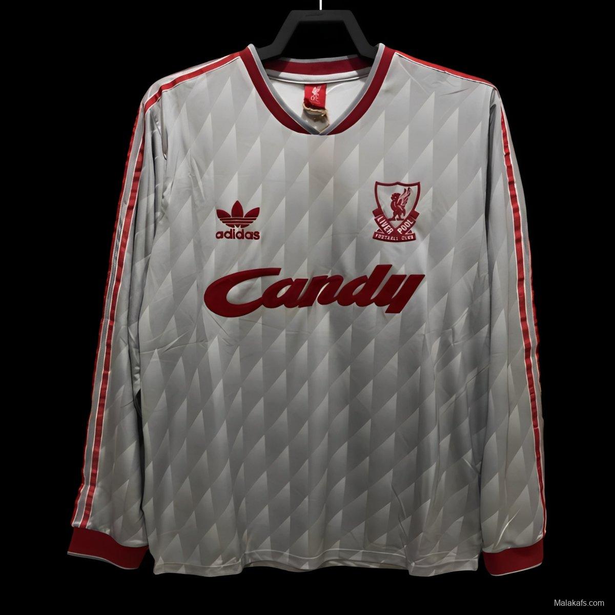 Retro 89/91 Long Sleeve Liverpool Away Soccer Jersey