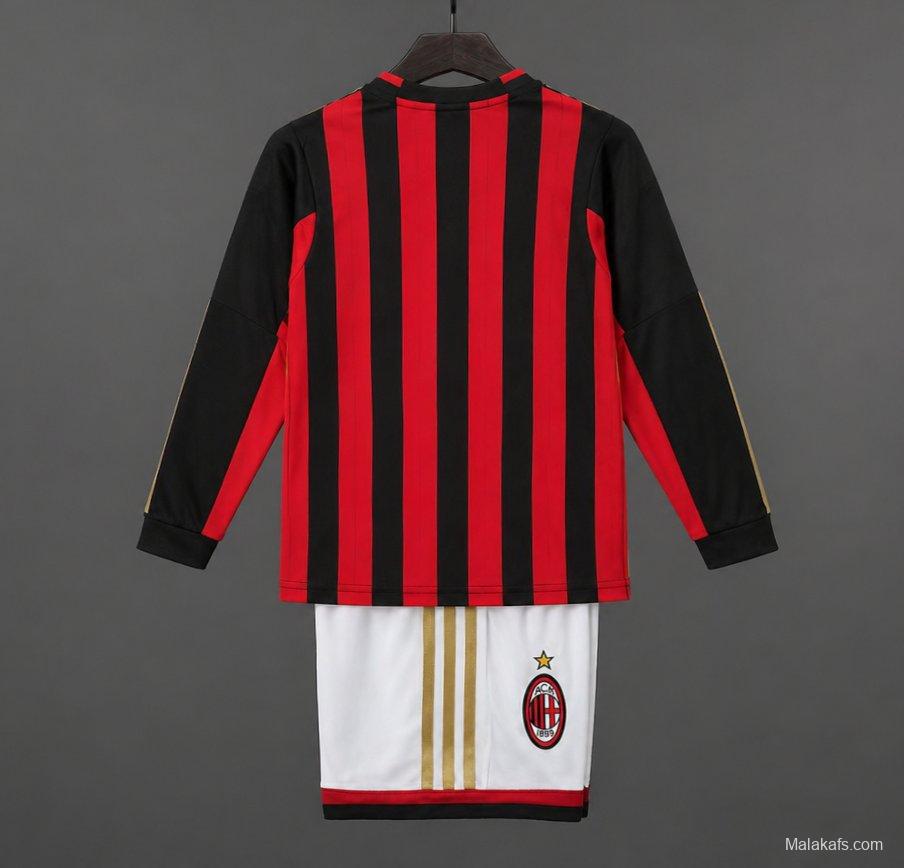 Retro 13/14 Kids  AC Milan Home Long Sleeve Jersey