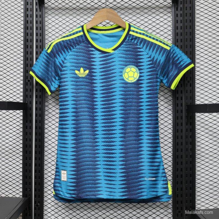 Player Version 2026 Womens Colombia Away Blue with Wave Diamond Pattern Jersey