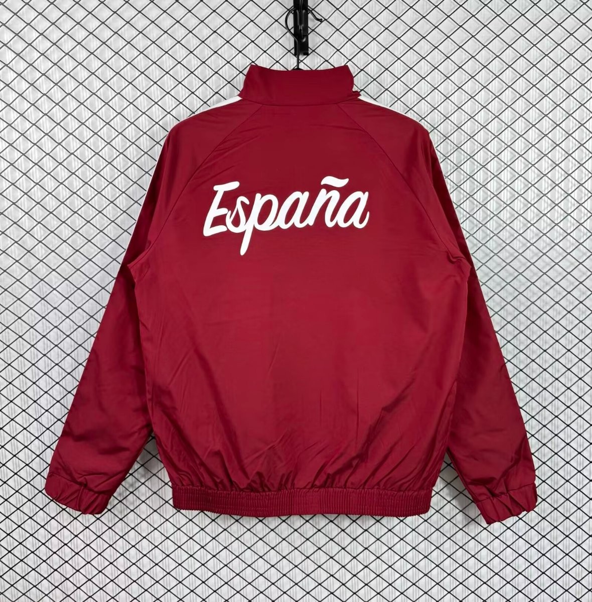 2026 Spain Burgundy Red Full Zipper Windbreaker