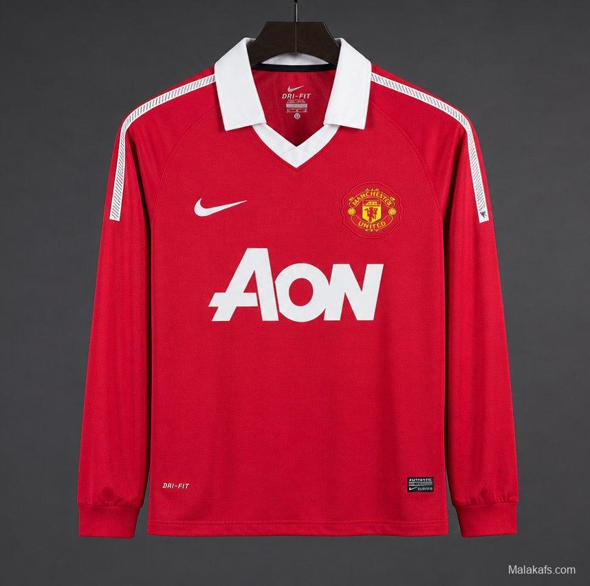 Retro 10/11 Manchester United Home Long Sleeve Jersey