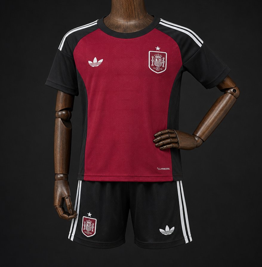 2026 Kids Spain Wine/Black Goalkeeper Jersey