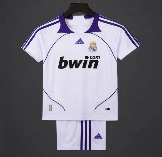 Retro 2007/08 Kids Real Madrid White & Purple Home Jersey