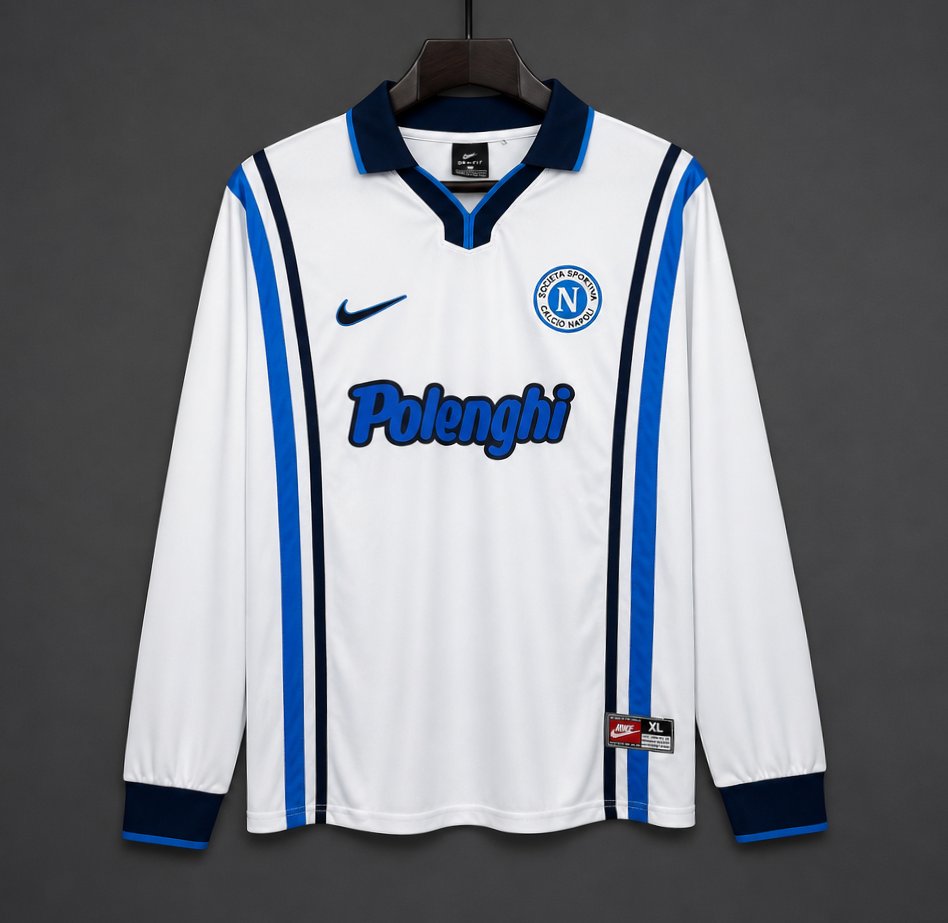 Retro 97/98 Napoli Away White Long Sleeve Jersey