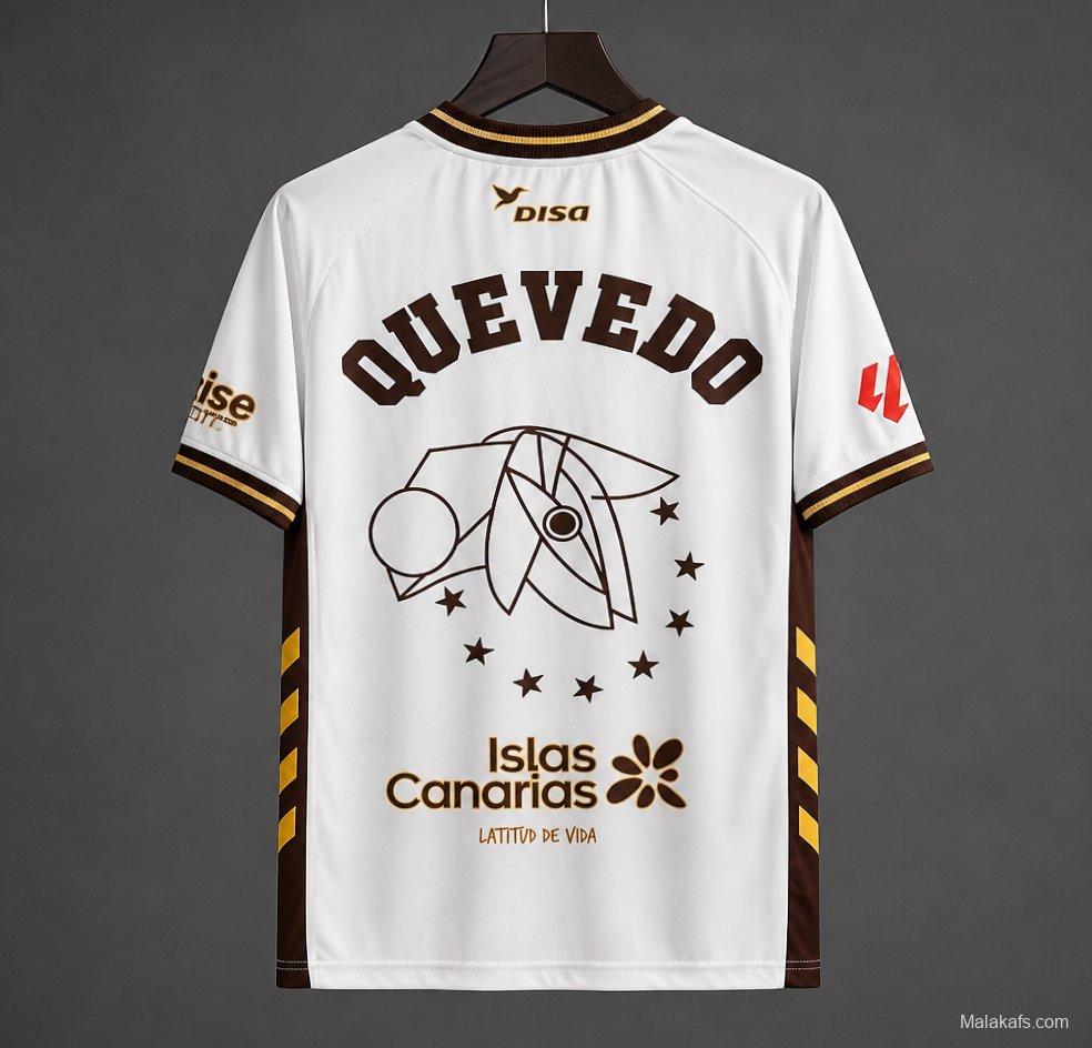 25/26 UD Las Palmas  Away White/Brown Jersey – Quevedo "El Baifo" Limited Edition