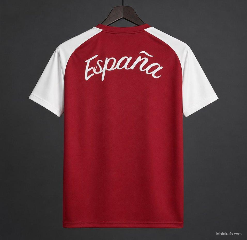 2026 Spain Pre-Match Away Red&White Jersey