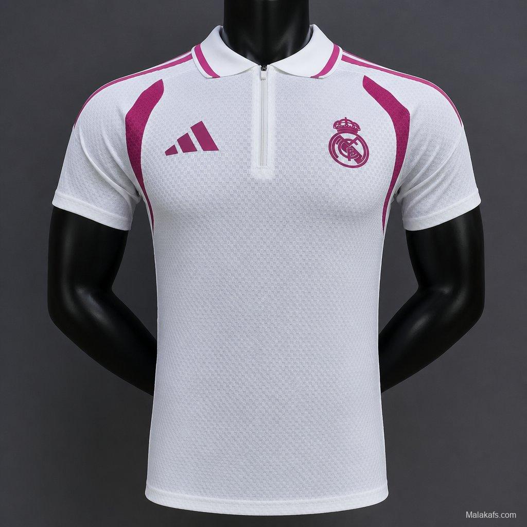 26/27 Real Madrid White with Pink Polo Jersey
