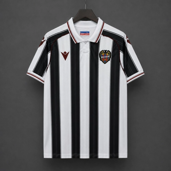 26/27 Levante UD White & Black Stripes Away Jersey