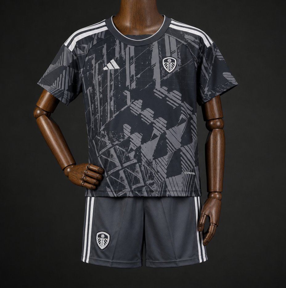 26/27 Kids Leeds United Third Black Jersey Kit