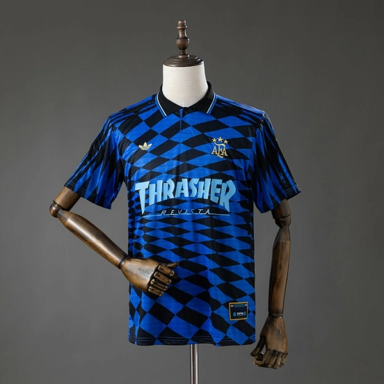 2026 Argentina x Thrasher x AFA Jersey With Blue Checkered Pattern
