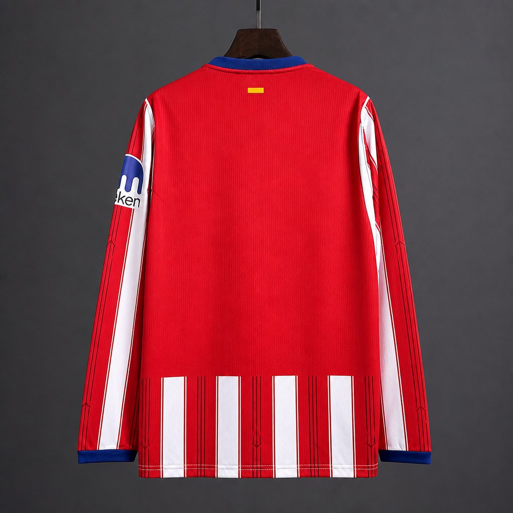 26/27 Atletico Madrid Home Long Sleeve Red Stripes Jersey