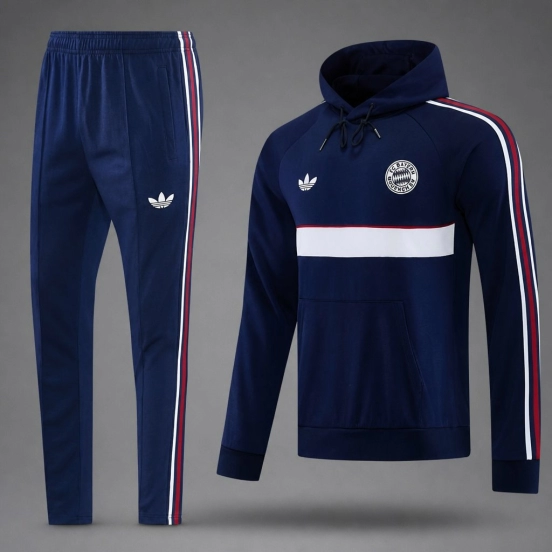26/27 Bayern München Royal Blue Hoodie Full Zipper Jacket + Long Pants